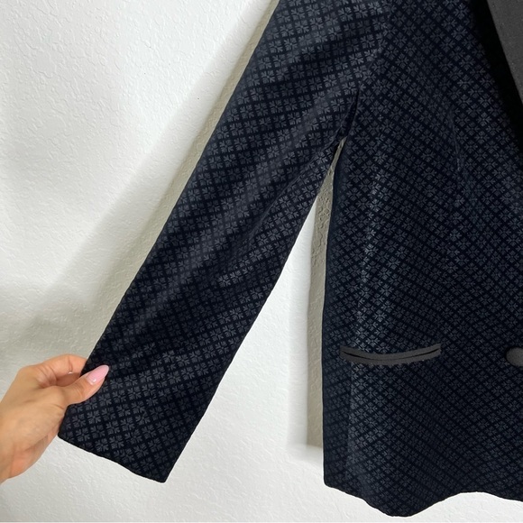 Club Monaco Blazer Women 12 Jacket Velvet Black Printed Coat B26 - Picture 3 of 11